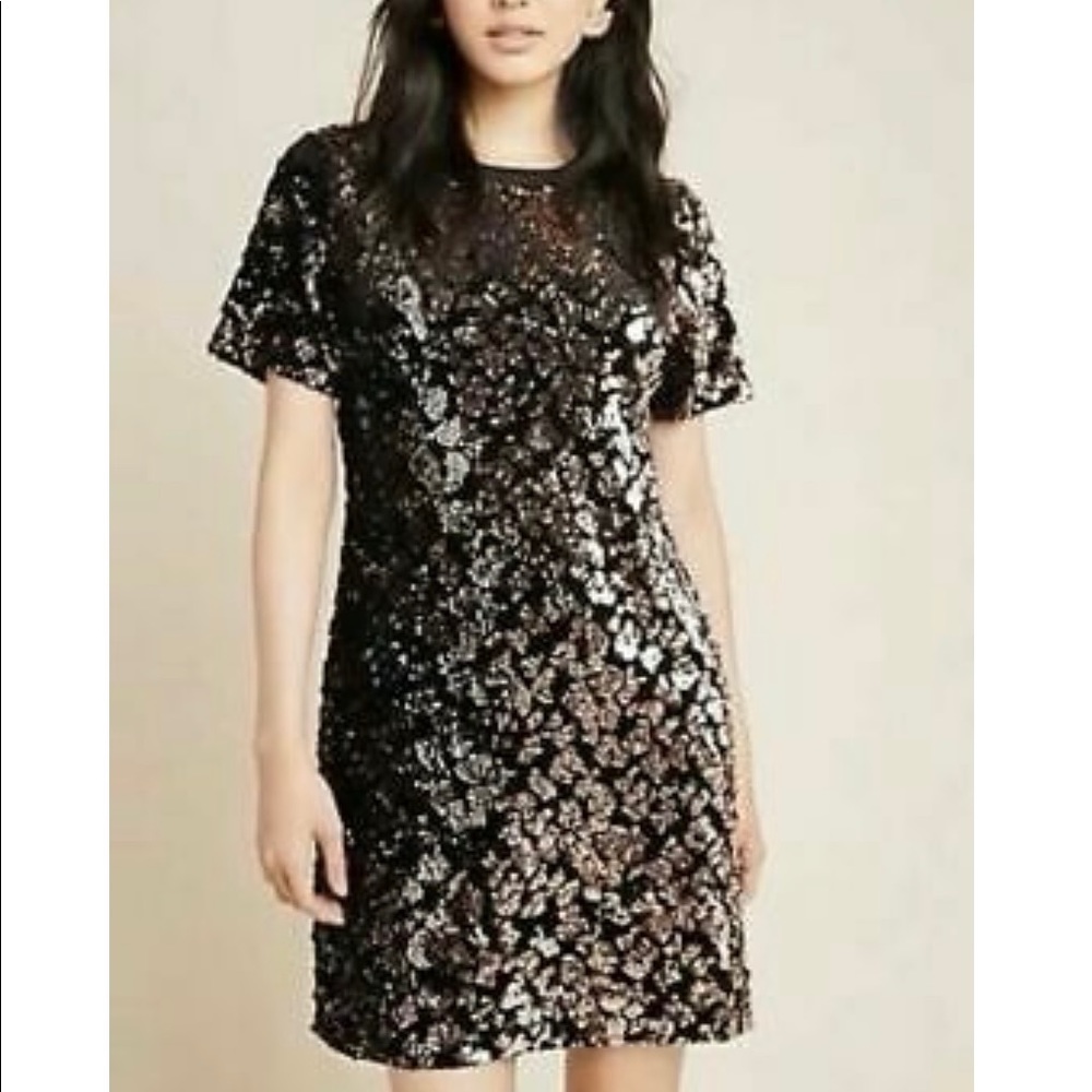 NWOT Anthropologie Ro & De Andi Sequined Tee Dress